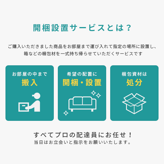 コーナー・カウチソファ rond(ロンド)専用 開梱設置サービス