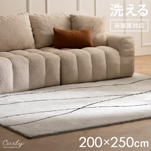 洗えるマイクロファイバーラグCurly(カーリー)200×250cm